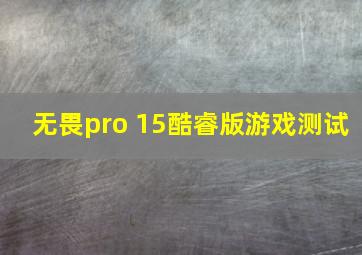 无畏pro 15酷睿版游戏测试